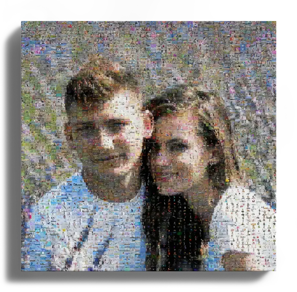Mosaïque photo de couple sur toile, un cadeau personnalisé pour un anniversaire de rencontre