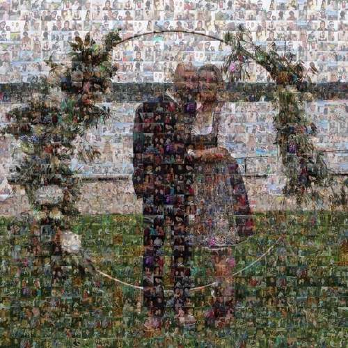 Photo du client Rainer pour l'évaluation Impression Photomosaïque [En ligne] Dibond 100x100cm